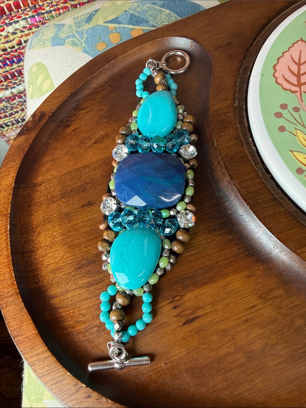 Turquoise & Blue Beaded Statement Bracelet - Women Jewelry